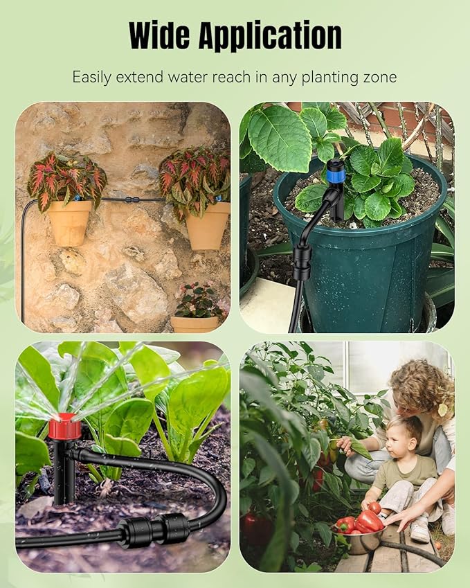 Pawfly 15 Pcs Quick Connect 1/4" Drip Irrigation Coupling Connectors for 1/4 Inch Irrigation Tubing, Anti-Leak Drip Irrigation Parts, Push-to-Fit 2-Way Coupling Fittings, Universal Straight Fittings