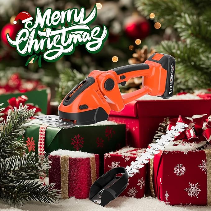 MAXLANDER Cordless Grass Shears & Hedge Trimmer, 2-in-1 Handheld Grass Trimmer/Shrubbery Trimmer, 21V Battery Operated Hedge Trimmer for Garden/Lawn with Battery and Charger