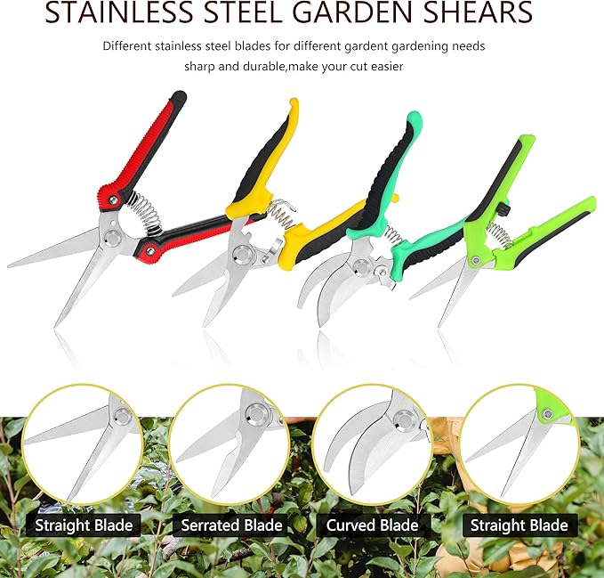5โPiece Garden Pruning Shears Set with Gloves & Storage Bag โ Stainless Steel Trimming Scissors for Flowers, Herbs & Small Branches โ Ergonomic Gardening Tools Kit (Multi-color)