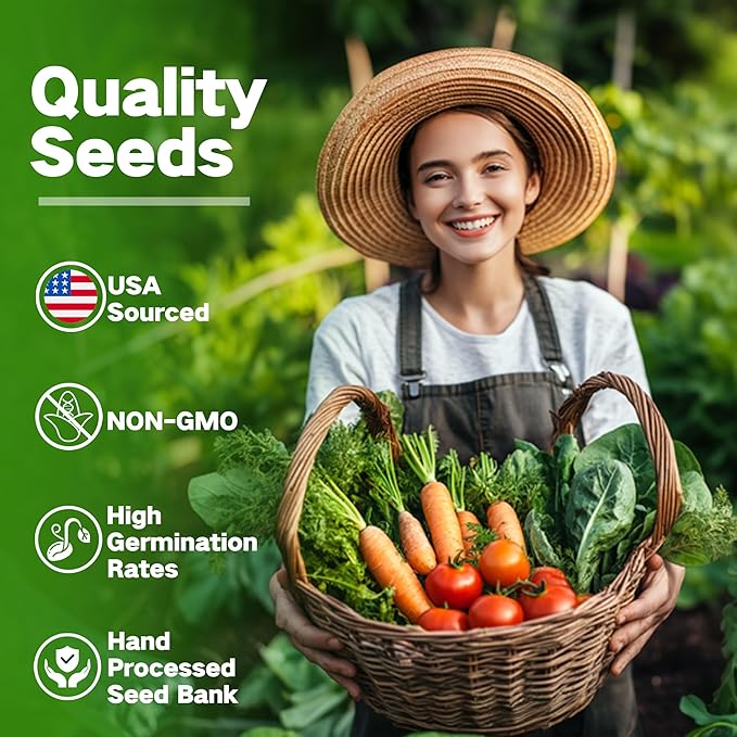 Lush&Dew Year-Round USDA Zone 3 Seed Bank, 32 Varieties Non-GMO Heirloom Seeds of Vegetables, Herbs, Gardening Gifts for Women Men, Emergency Survival Kit for Raised Garden Bed, Greenhouse