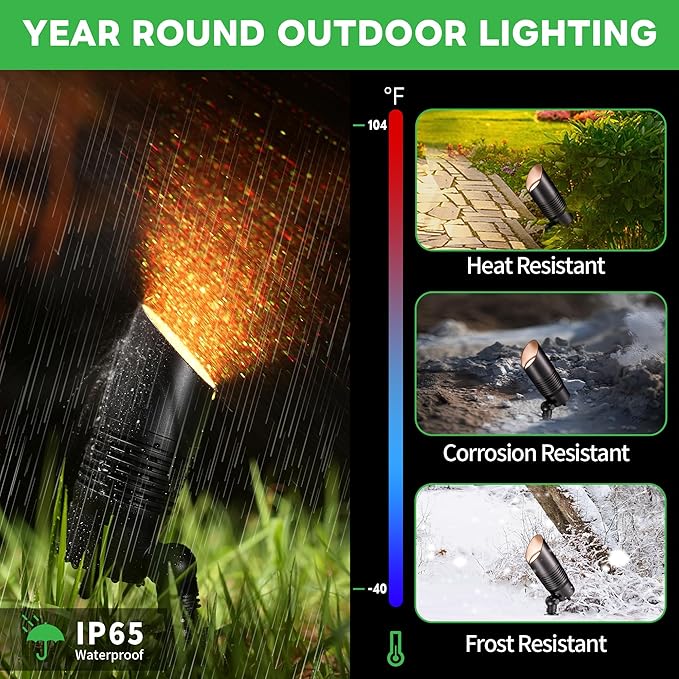 Smart Low Voltage Landscape Lights Multi Color - 12V LED Spotlights Outdoor Waterproof, Hardwired Spot Lights Million-Colored, App Operated Alexa Aluminum Black for Wall Wash Flag 10 Pack