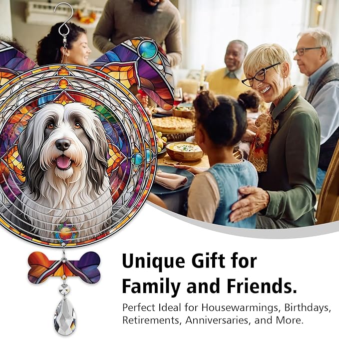 Bearded Collie Dog Ears Wind Spinner, Bearded Collie Wind Spinner Hanging for Yard and Garden