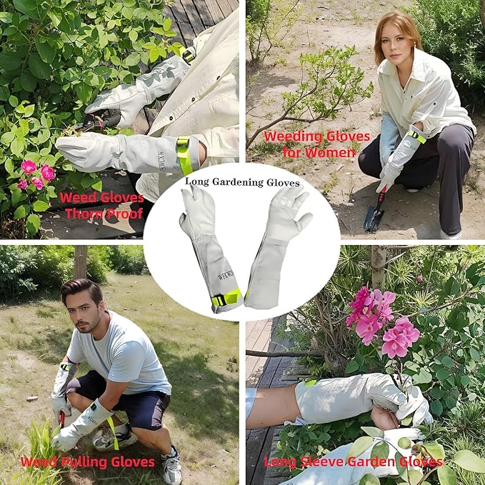 Gardening Gloves for Women/Men,Rose Pruning Long Leather Garden Gloves Thorn Proof