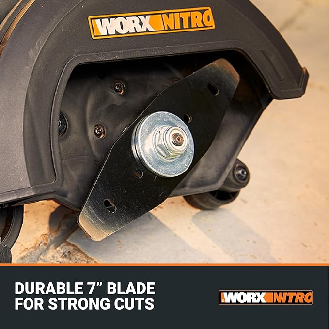 WORX Nitro 20V 7" Cordless Edger 3 Depth Settings, Battery Powered Driveway Edger with Dual Wheels, High-Performance Brushless Trencher Precision Edge Guide WG898 – Battery & Charger Included