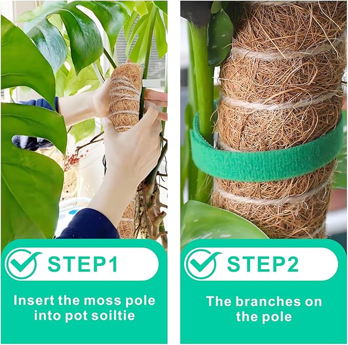 GUIDOT 2 Pack Moss Pole Monstera Plant Support with Repotting Mat, 28 Inch Plant Support Stakes, Plant Sticks Support Tall for Indoor Potted Climbing Plants, Pothos, Philodendron