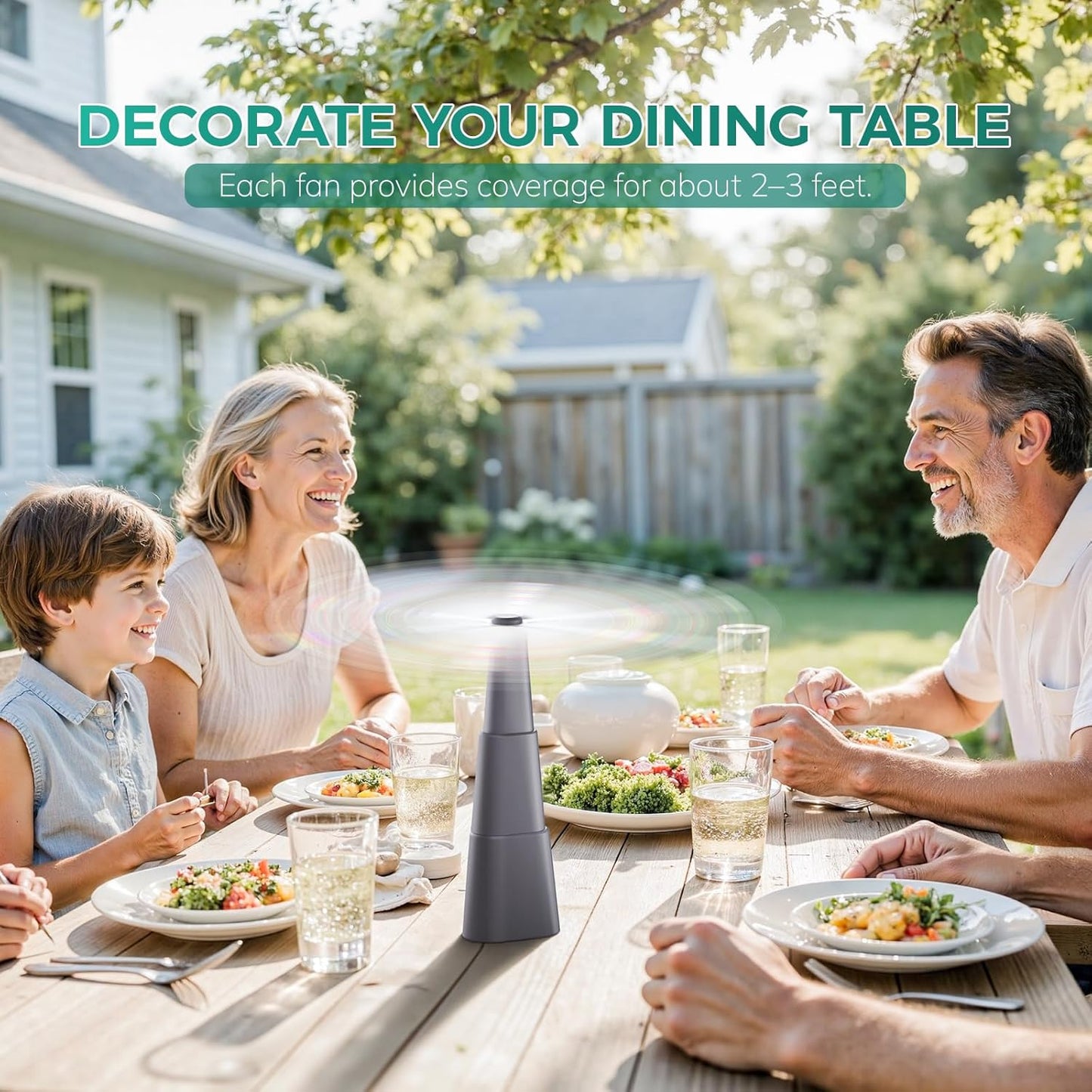 Portable Battery Powered Fly Fans for Tables Up to 15 Hours Working Time, 4-Pack Indoor Outdoor Mute Food Fan with Hook, Tabletop Fan for Home Restaurant Party Picnic Patio BBQ, Grey