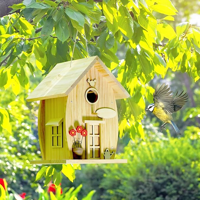 Wooden DIY Bird House Kit for Adults to Build, Outdoor Woodworking Crafts Freestyle Painting, Hanging Birdhouse for Garden Yard Decor Gifts Nesto