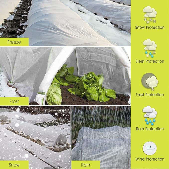 RIFNY Plant Covers Freeze Protection, 1 oz/yd² 8Ft x 24Ft Frost Cloth Plant Freeze Protection for Winter Frost Snowstorm, Frost Blankets for Outdoor Plants Protect from Birds, Pests