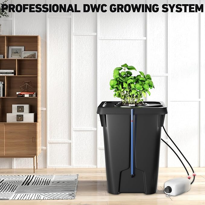 DWC Hydroponics Growing System with Top Drip Kit 7 Gallon Deep Water Culture Bucket System with Air Pump, Air Stone, Air Hose, Recirculating Drip Garden System