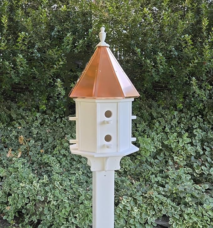 Amish Handmade Birdhouse with Copper Roof 8 Compartments, Bird Watching (8 Compartments)