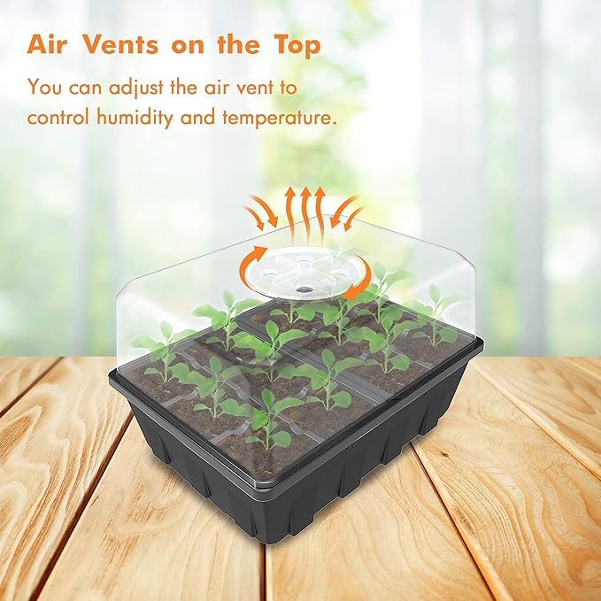 Gardzen 20 Pack Seed Starting Tray, Plant Germination Trays, Seed Starter Kit with Adjustable Humidity Vented Dome, Plant Growing Kit 6.6" x 4.5", Total 240-Cell, Clear