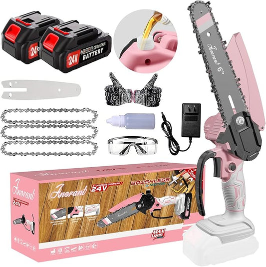 Mini Chainsaw with 2×24V Battery Powered Electric Chain Saw,chain saw are suitable for cutting wood and trimming branches,Mini Chainsaw Cordless With three chains