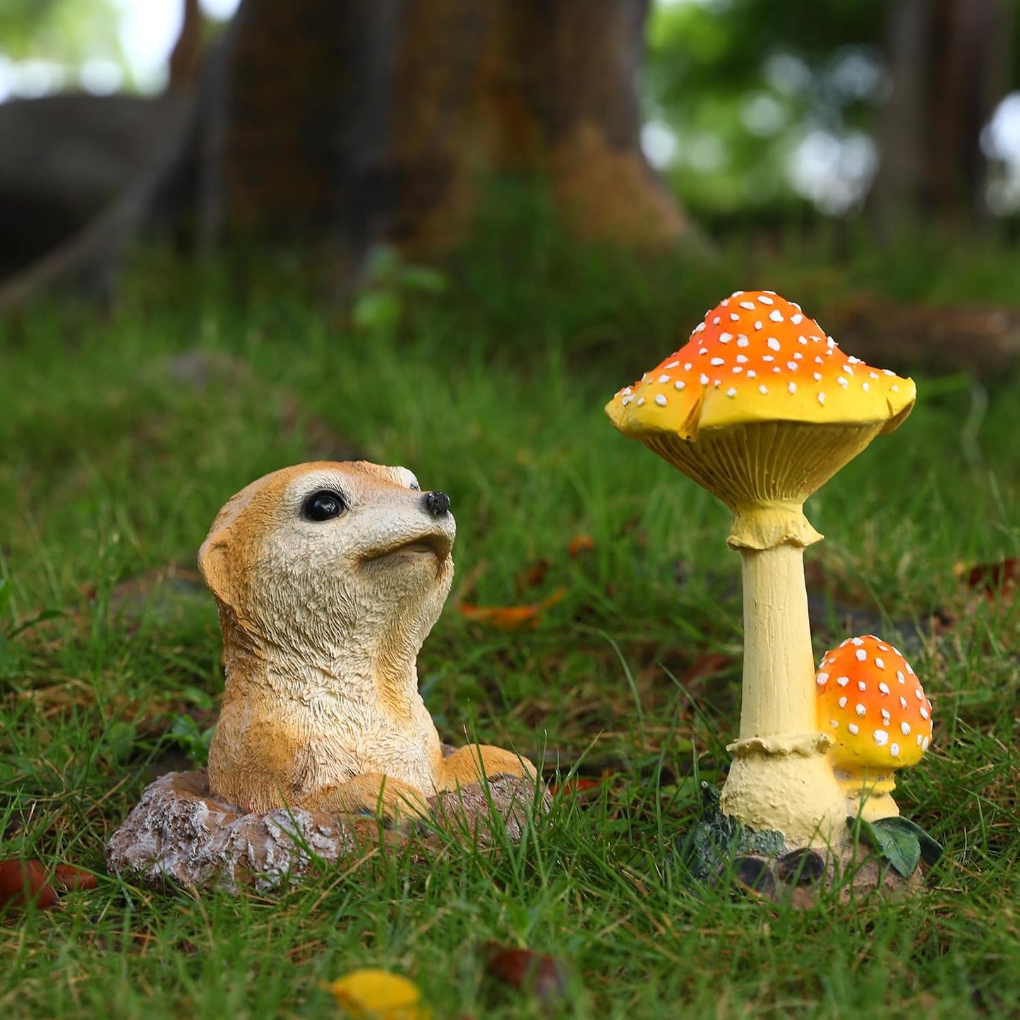 Meerkat Statue Garden Decor Lawn Animal Sculpture Ourdoor Decoration Funny Yard Ornaments Resin Figurine for Garden or Home 5.3inch