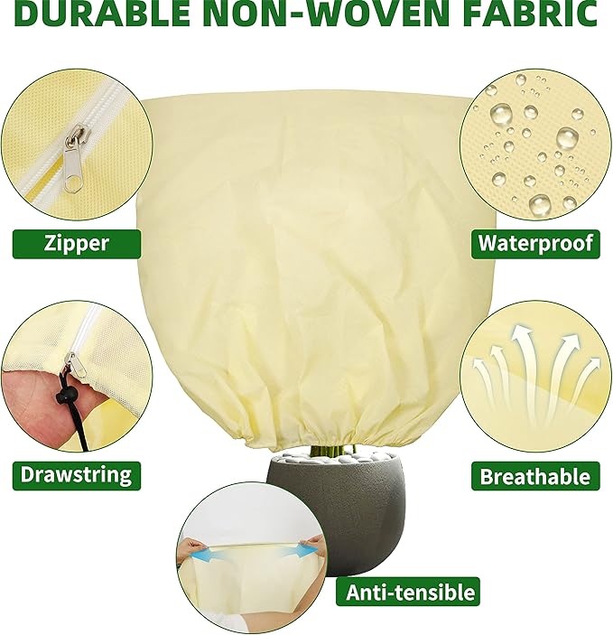 TCBWFY 95x80 Inch Huge Plant Covers Freeze Protection Frost Cloth for Outdoor Plants,2.82oz/yd² Thickened Winter Tree Covers with Zipper Drawstring,4 Pack Frost Blanket from Wind,Pest and Animal