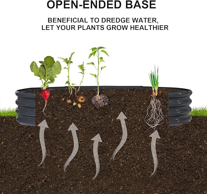 Raised Garden Bed Galvanized Planter Box Outdoor, Rot-Resistant Metal Garden Bed Planter for Vegetables Flower Herb (3- Grey)