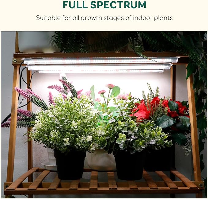 3-Bar Grow Light Strips for Indoor Plants, 16" Full Spectrum Plant Lights, 6500K Sunlike Grow Lights with 6/12/18H Timer, 5-Level Dimmable for Indoor Growing(2 Pack)