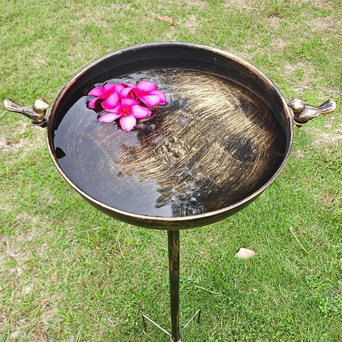 Bird Baths for Outdoor, 40 Inch High Vintage Metal Bird Bath with Cast Iron Bird Statues FreestandingBird Baths Birdfeeder Bowl for Outdoors Tray Patio Yard Lawn Decor