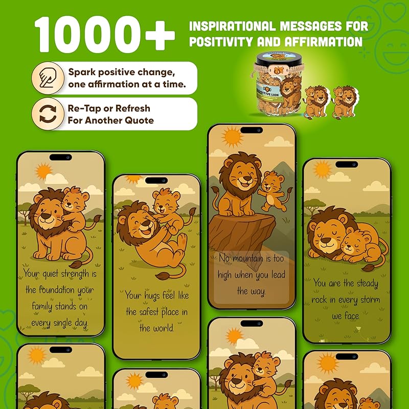 60 Positive Lion Cards Jar, Fathers Gift from Daughter, Son, Wife, Fathers Day Card Funny, New Dad Gifts, Funny Fathers Gifts, Gift For Dad