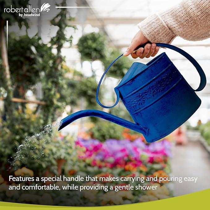 Headwind Willow Oceanside Blue 0.5 Gallon Galvanized Decorative Metal Garden Watering Can for Indoor & Outdoor Plant Care โ Vintage Gardening Plant Watering Can by Robert Allen