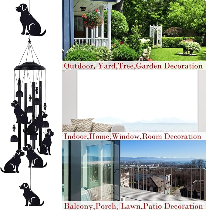 Dogs Wind Chimes Outdoor, Memorial Wind Chimes, Mobile Bells, Music Wind Catcher, Puppy Wind Chime for Home, Tree, Yard, Patio, Garden Decoration, Festival Gifts for Mom, Xmas Gifts for Dog Lovers
