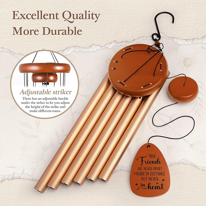 Aurahouse Best Friend Birthday Gifts for Women Men, 36'' Friend Wind Chimes, Bestie Friendship Gifts for Women, Long Distance Gift for Best Friend Woman on Mothers Day