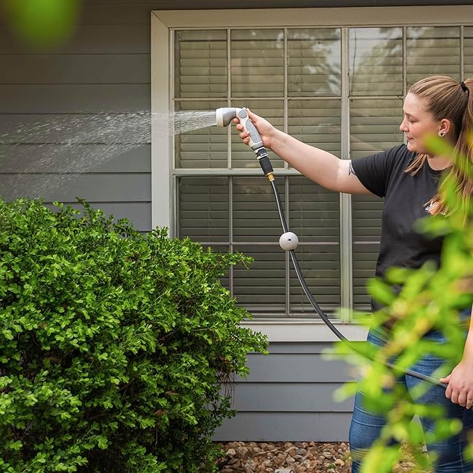 Vego Garden Hose Reel Retractable Hi-Flow Wall Mounted Hose Reel Automatic Rewind, Any Length Lock with 9 Patterns Sprayer Nozzle, Quick Connector and Adjustable shot Nozzle (Seaweed Green, 50ft)