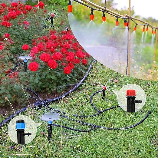 Drip Irrigation System for Garden, 230 ft Garden Watering System Drip Irrigation Kit, with 1/4" & 1/2" Tubing and 20pcs Sprinklers for Lawn Yard Flower Green Houses Plants