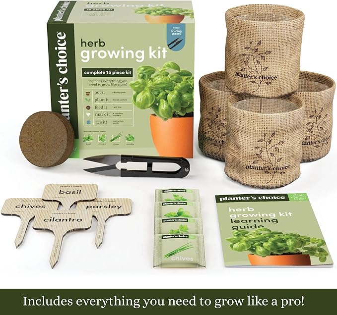 Planters' Choice Indoor Herb Garden Starter Kit - Coolest Gifts for Women - Birthday for Her - House Warming Gift New Home for Plant Lovers - Womens, Wife, Mom Presents - Gardening Herbs