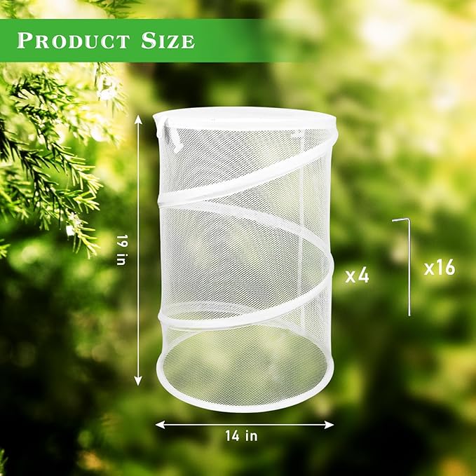 Pop up Plant Cover Net, 4 Pack White Round Foldable Net Cover to Prevent Animal Damage, Garden Plant Protection Cover with Stakes for Outdoor Plants