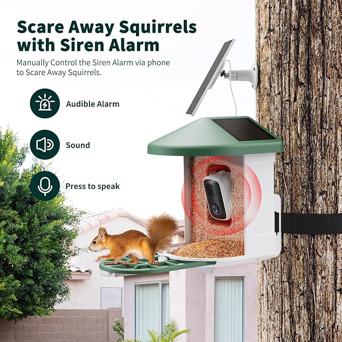 Bird Feeder with Camera with AI Identify Birds Species Solar Panel, Smart Bird House with Cam, 2K Live View, Instant Arrival Alerts