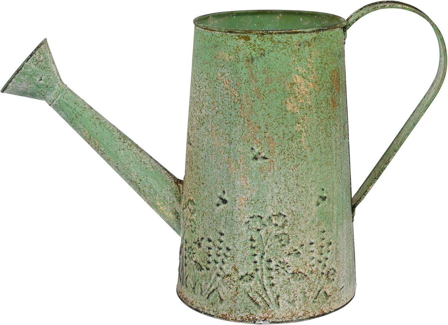 Vintage Metal Watering Can with Handle Rustic Farmhouse Watering Can Flower Pot Distressed Decorative Planter Retro Gardening Flower Bucket for Home Indoor Outdoor Garden Balcony Courtyard(Green#2)