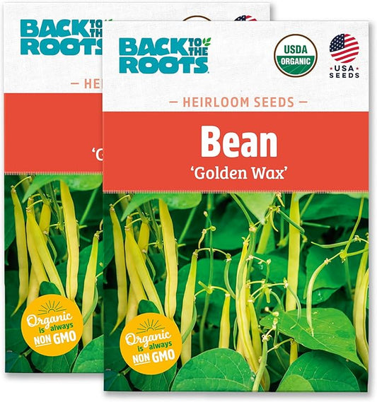Back to The Roots 100% Organic Heirloom Seeds - Wax Bush Bean Value Pack (16.8g Total)