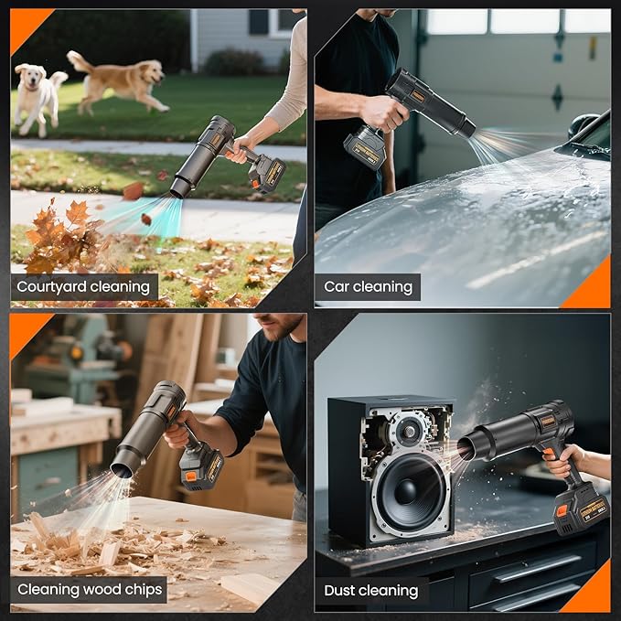 990,000 RPM Cordless Leaf Blower - 21V Electric Handheld Leaf Blower with 2×4.0Ah Batteries & Fast Charger - Lightweight for Patio, Lawn, Yard, Deck Cleaning