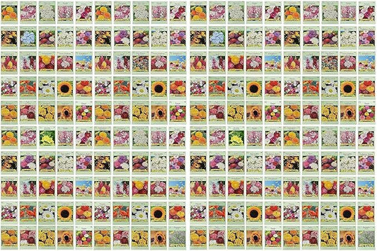 Set of 200 Flower Seed Packets - Flower Seeds in Bulk - 15 or More Varieties Available - Great for Creating Colorful Gardens (200)