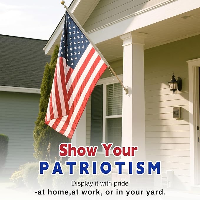 American Flags for Outside 5x8 FT- Heavy Duty US Flag USA Flag with Embroidered Stars, Sewn Stripes & Brass Grommets, Weather-Resistant, 4th of July Decorations