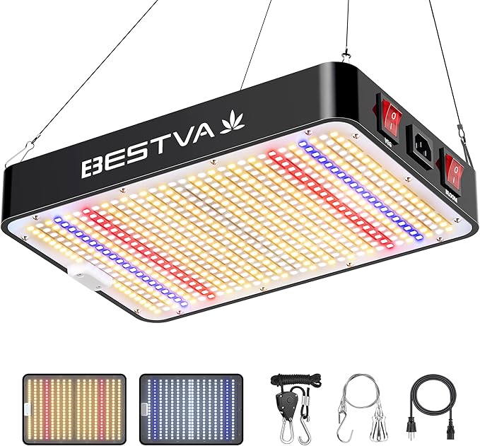 BESTVA 2025 Upgrade DC1000 Led Grow Light with High Yield Diodes Full Spectrum LED Grow Lights for Indoor Plants Greenhouse Veg Bloom Light Hydroponic Grow Lamp