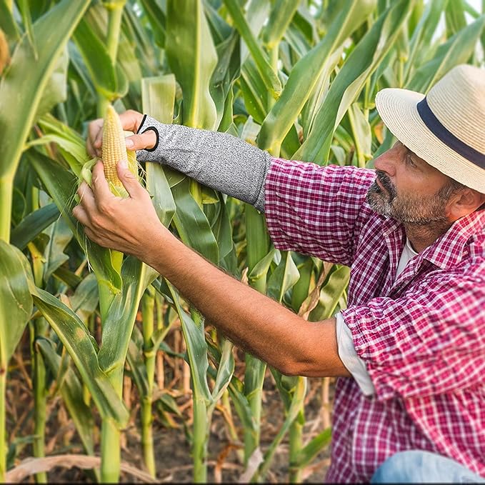 MIG4U Cut Resistant Sleeves, Safety Protection Arm Guards for Men and Women Yard Work, Construction, Farm, Gardening, Adjustable Fit, 1 Pair 20" Grey