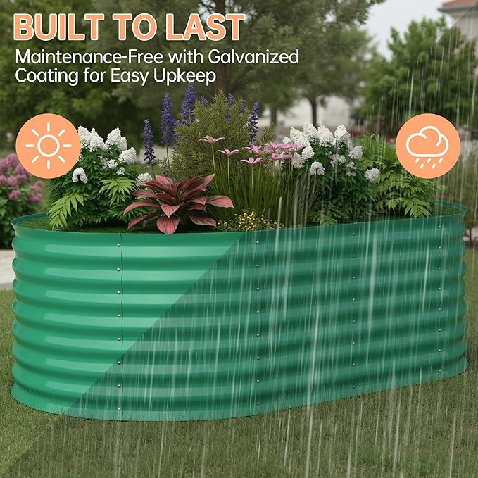 6x3x2 ft Galvanized Raised Garden Bed Outdoor, 24 in Tall Metal Planter Box for Flowers Herbs Vegetables, Rust-Resistant Raised Garden Beds for Gardening, Easy Assembly Outdoor Garden Box & Planters