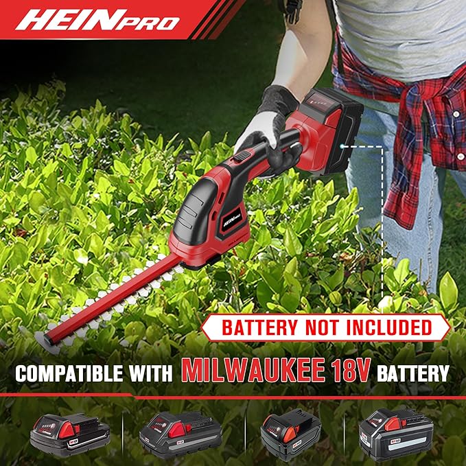 Cordless Hedge Trimmer Compatible with Milwaukee M18 Battery (Battery not Included), Electric Hedge Trimmer Cordless Grass Trimmers, Bush Trimmers Grass Shears Handheld for Yard,Garden