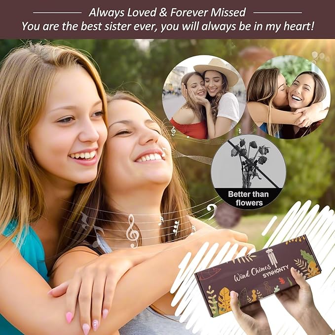 Memorial Gifts for Loss of Sister, 25''Memorial Wind Chimes of Sympathy Gifts for Loss of Sister, Bereavement, Condolence, Remembrance Gifts,Windchimes in Memory