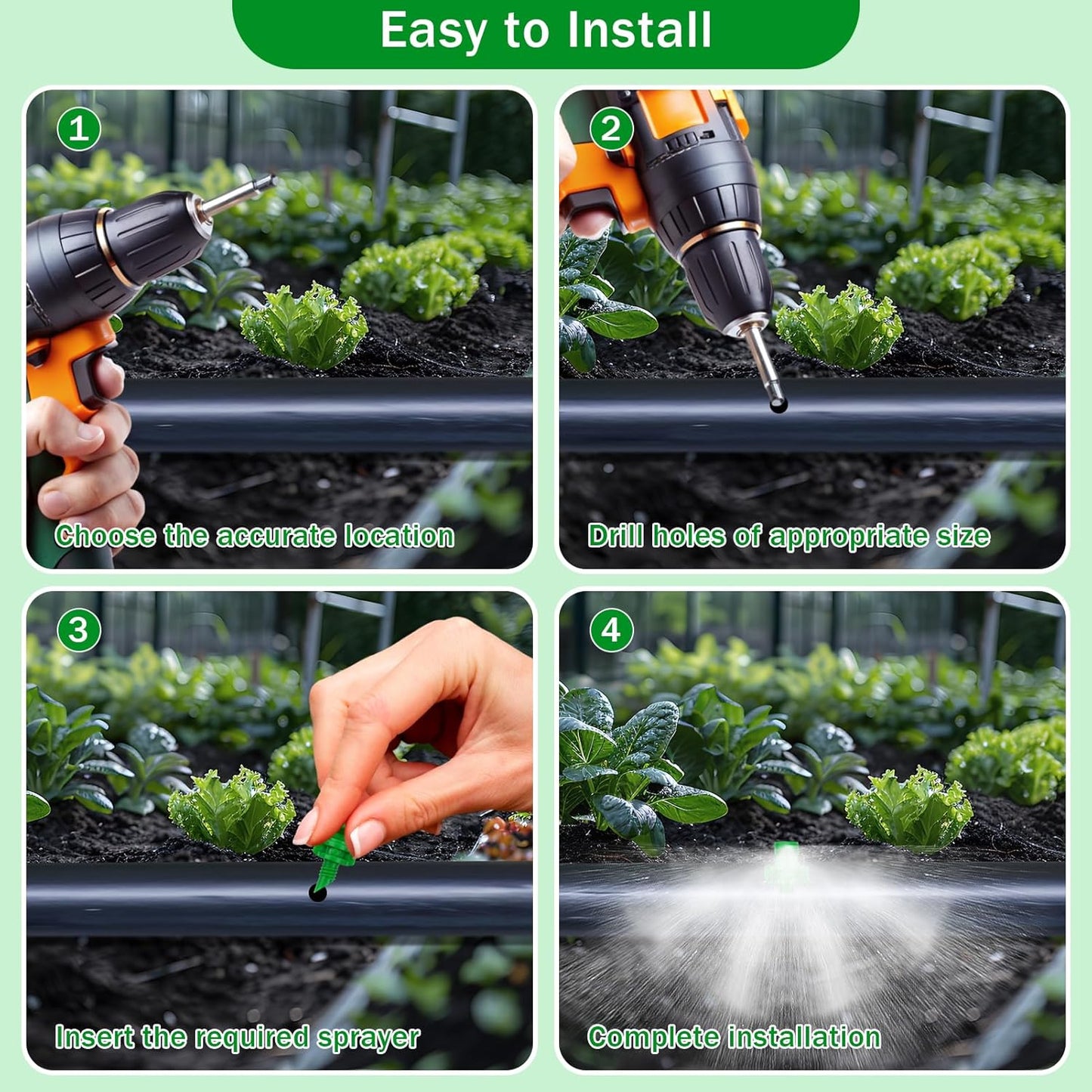 210Pcs Drip Irrigation Emitters 90/180/360 Degree Micro Sprinkler Heads Misting Sprinkler Refraction Automizing Micro Sprayer Irrigation Misting Nozzles for Plants Water Garden Irrigation System