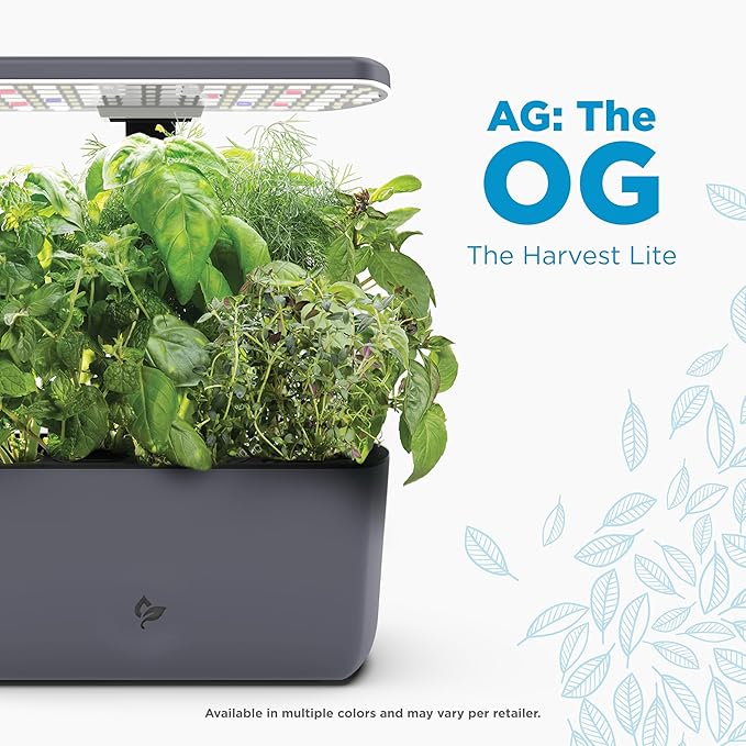 AeroGarden Harvest 2.0, Indoor Garden Hydroponic System with LED Grow Light, Holds up to 6 AeroGarden Pods, Charcoal