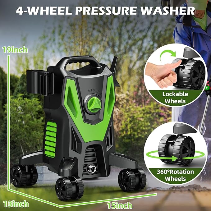 Pressure Washer -4800PSI Power Washer with 4 Quick Connect Nozzles, High Pressure Cleaning Machine with Foam Cannon for Car/Garage/Patio Home Cleaning