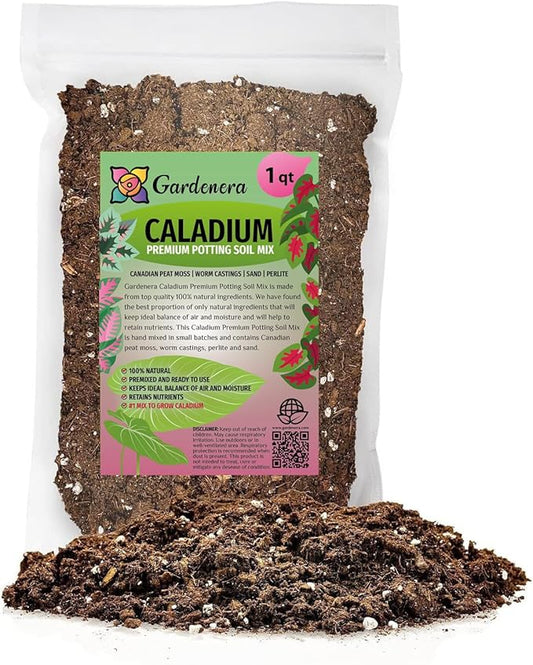 Gardenera Premium Caladium Plant Potting Mix - Crafted for Vibrant Growth and Striking Color - 1 Quart