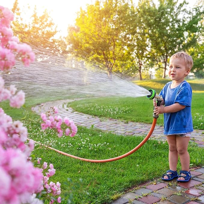 Garden Hose Nozzle,Metal Spray Nozzles with 8 Adjustable Watering Patterns,Heavy Duty Labor-Saving Design Water Hose Nozzle with Flow Control For Outdoors Lawn Watering Car Washing