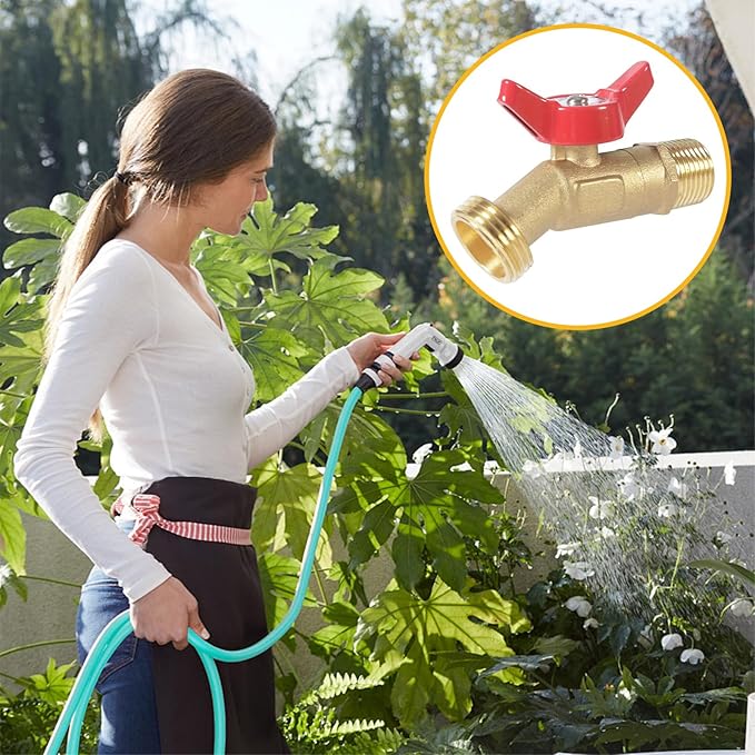 12 Pack Hose Bibb Brass Ball Valve, 1/2" Male NPT Inlet x 3/4" Male GHT Threaded Garden Hose Outlet Connector, 1/4-Turn Sillcock Water Spigot Hose Bibb Valve (1/2" x 3/4")