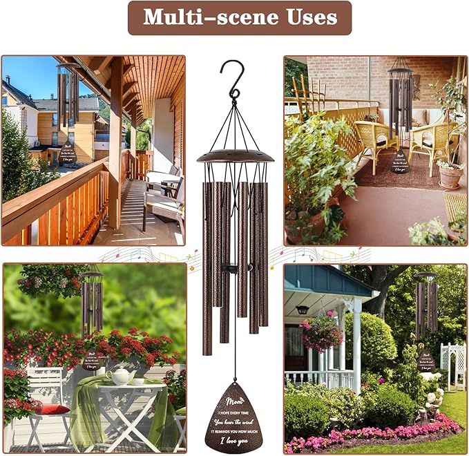 Gifts for Mom, 32" Bronze Wind Chimes, Birthday Gifts for Mom from Daughter Son, Christmas Birthday Gift for Mama Mother in Law