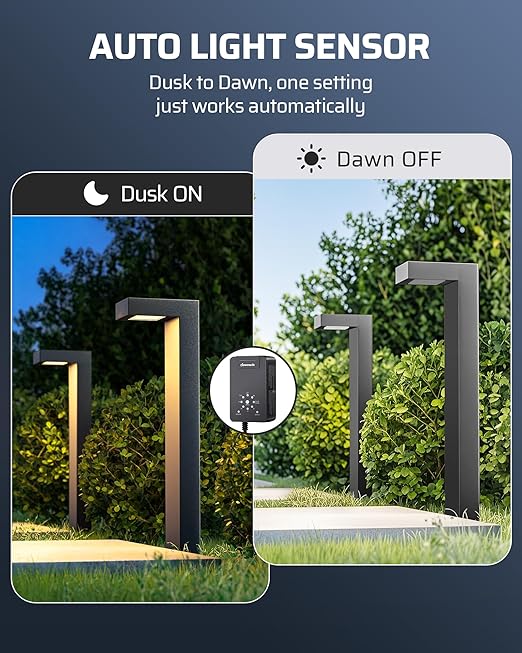 DEWENWILS 12V Landscape Lighting kit, 1x120W Transformer with Dusk to Dawn Photocell Sensor+8x3.2W Aluminum Low Voltage Pathway Lights, 100FT Wire+8 Pack Connector for Patio Yard Garden