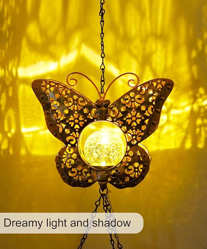Wind Chimes Outdoor Indoor Decor: Birthday Gifts for Mom Grandma - Outside Lights for Garden Yard Patio Porch(Butterfly)