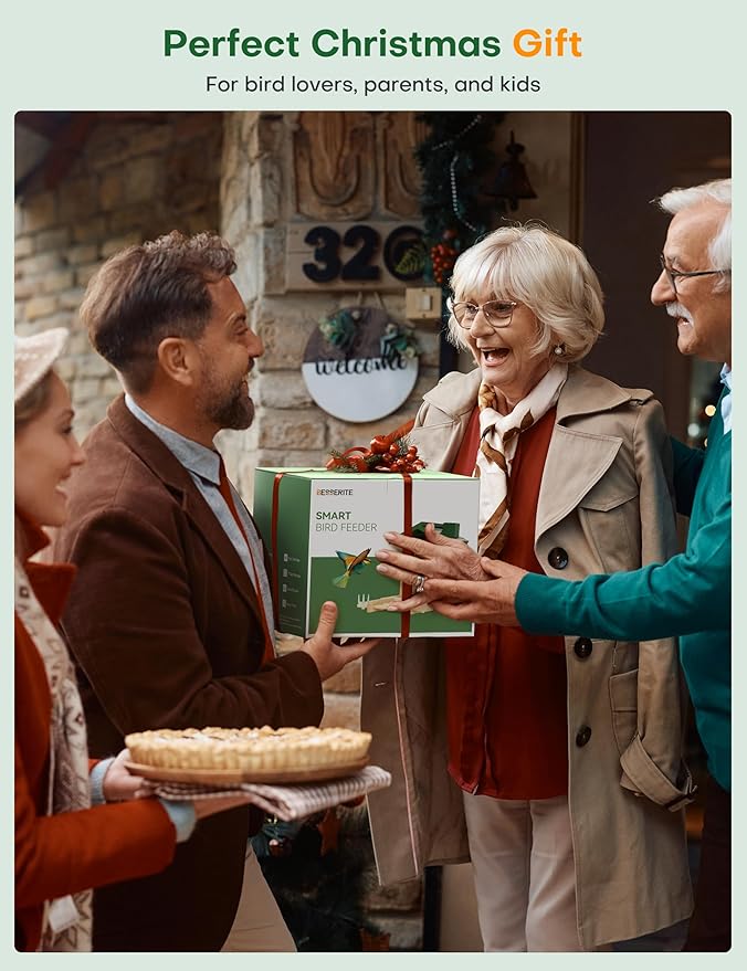 Bird Feeder with Camera: Eco Natural Bamboo Build | 160° Wide View | 2.5K Live Video | AI Auto Identify 12000+ Birds Species | Instant Arrival Alerts | Solar Smart Bird Feeders for Outdoors